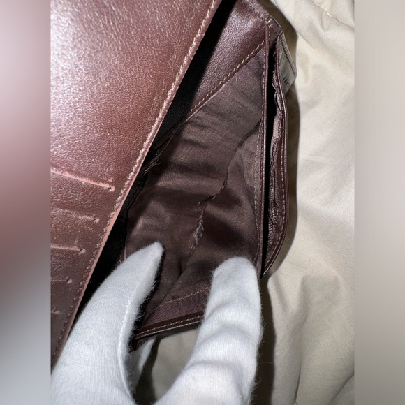 Celine Brown Macadam Canvas and Croc Embossed Leather French Wallet - Picture 12 of 15